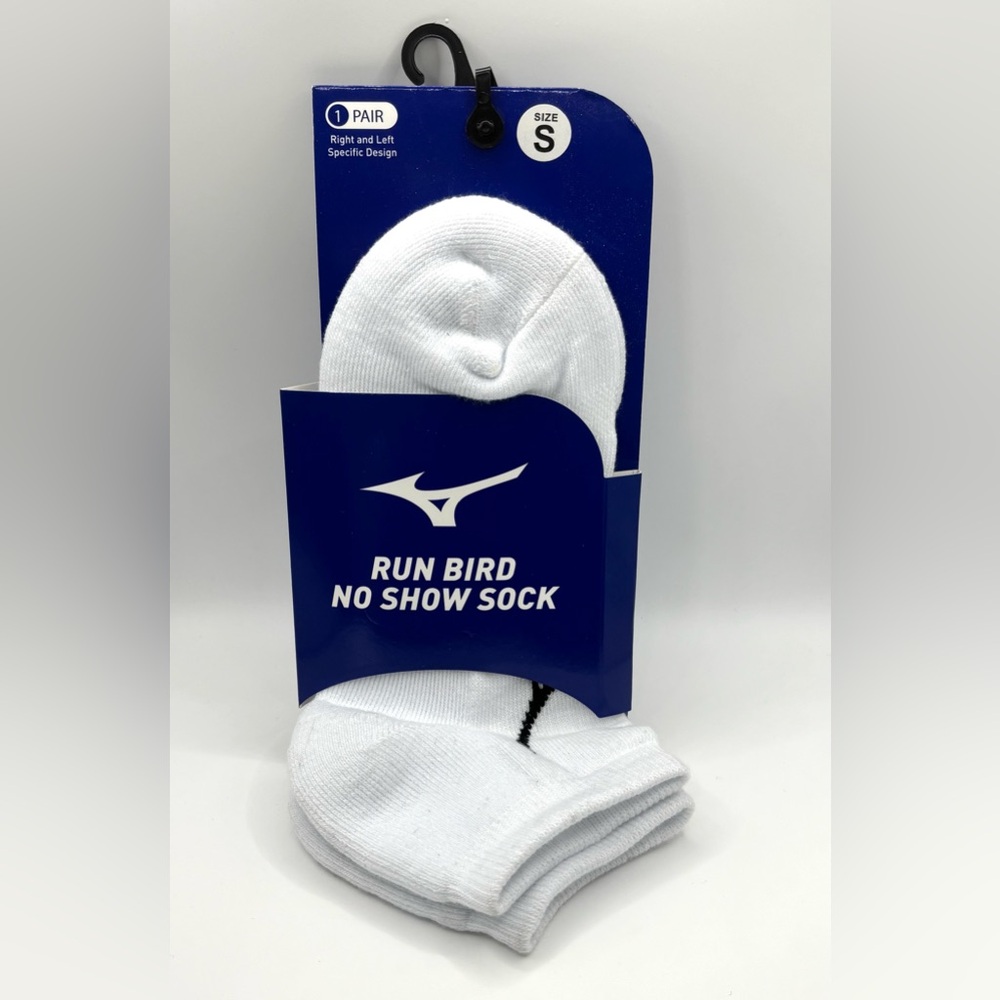 Mizuno Run Bird White Athletic No-Show Socks Size Small Right Left Specific New